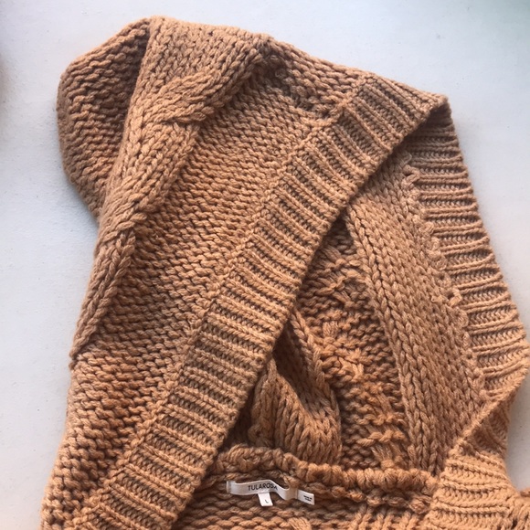 TULAROSA | Women’s Size Large Brown Chunky Cable Knit Sweater Hoodie - Picture 7 of 9